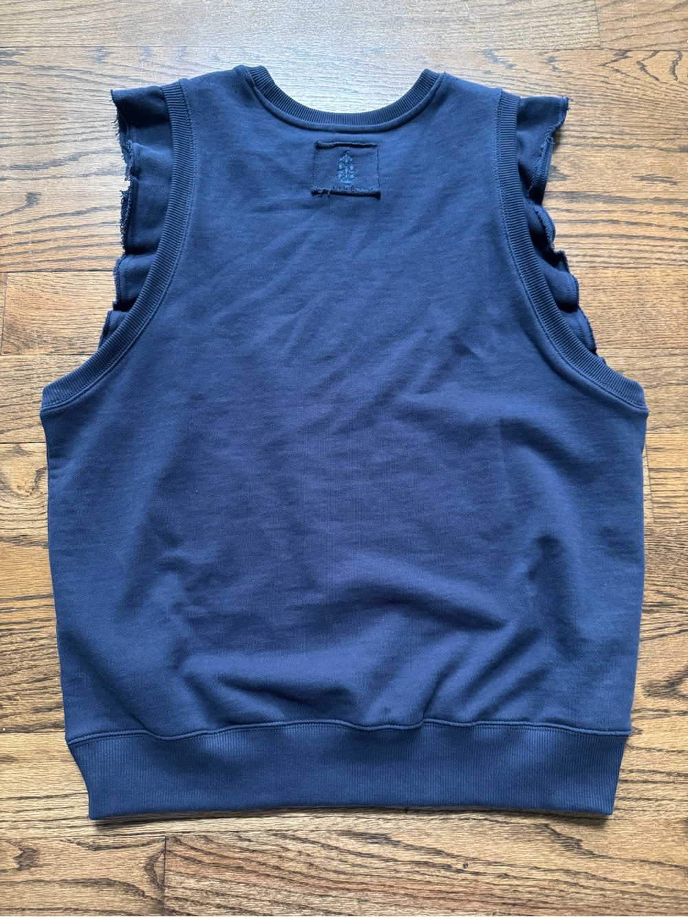 Free People Movement Navy Ruffle Sleeve Sweatshirt Top Size M - Picture 2 of 6